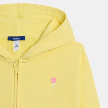 سويت شيرت بقلنسوة، باللون الأصفر للفتيات